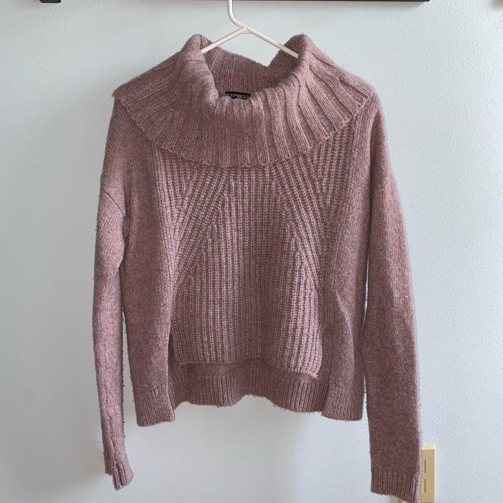 Pinkish purple extra soft floppy neck sweater